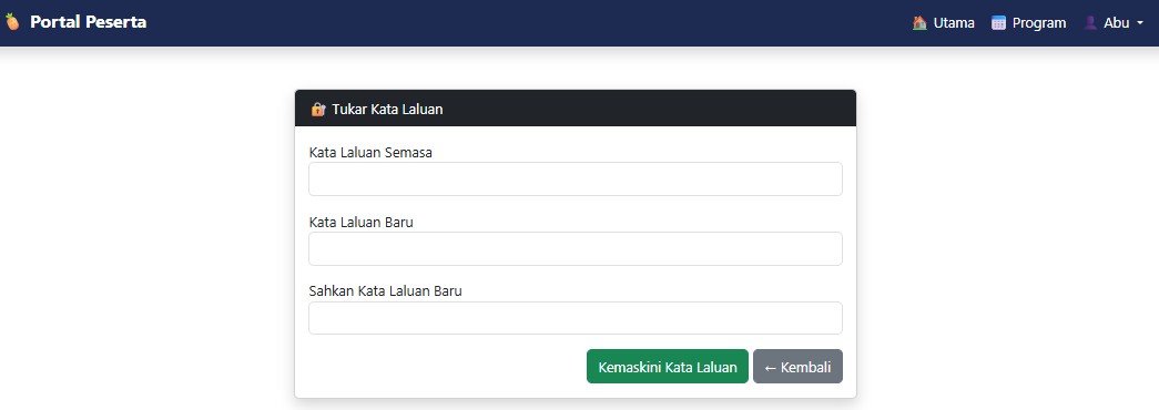 Paparan tukar kata laluan