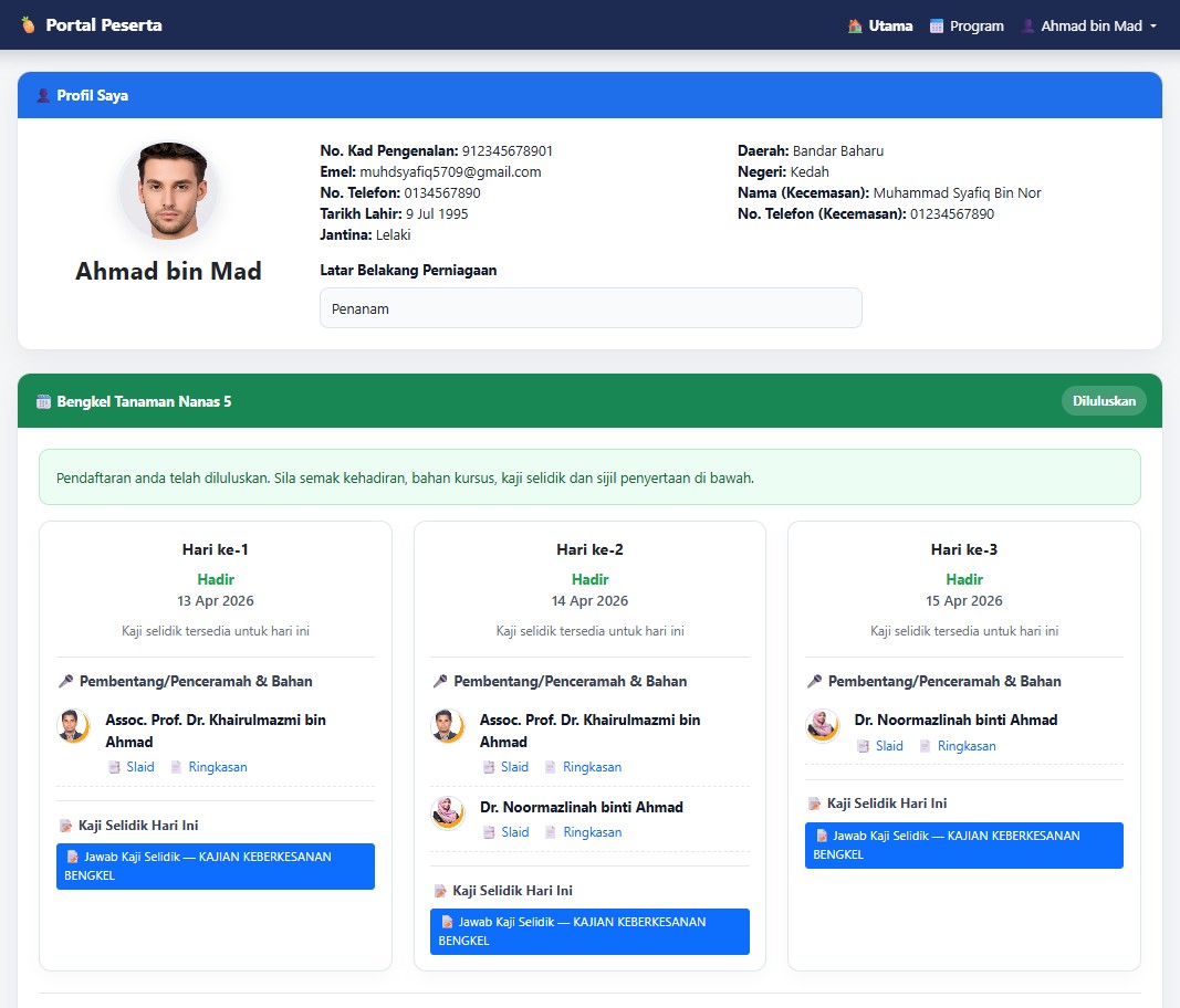 Dashboard Portal Peserta